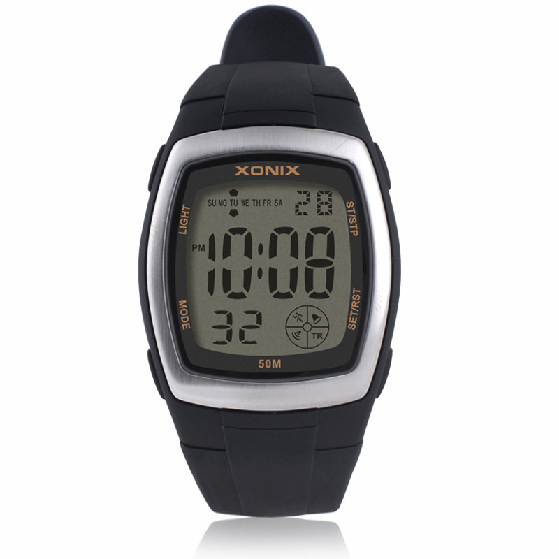 GOLDEN 2023 jauns vīriešu sporta pulkstenis, atpakaļskaitīšanas LED digitālais studentu hronometrs, ūdensizturīgs 50 m peldēšanai, niršanas modinātājs, PU siksniņa BW