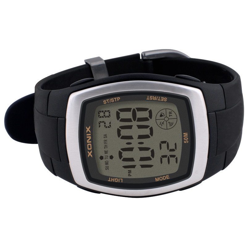 GOLDEN 2023 jauns vīriešu sporta pulkstenis, atpakaļskaitīšanas LED digitālais studentu hronometrs, ūdensizturīgs 50 m peldēšanai, niršanas modinātājs, PU siksniņa BW