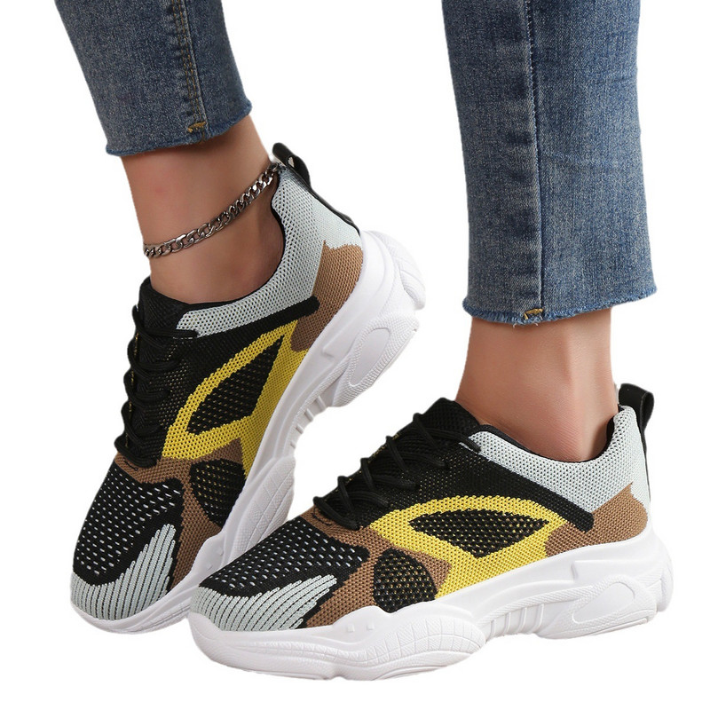2023. Ženske sportske cipele na vezanje Pletene ženske vulkanizirane cipele Ljetne mrežaste prozračne ženske tenisice Sportske ležerne cipele