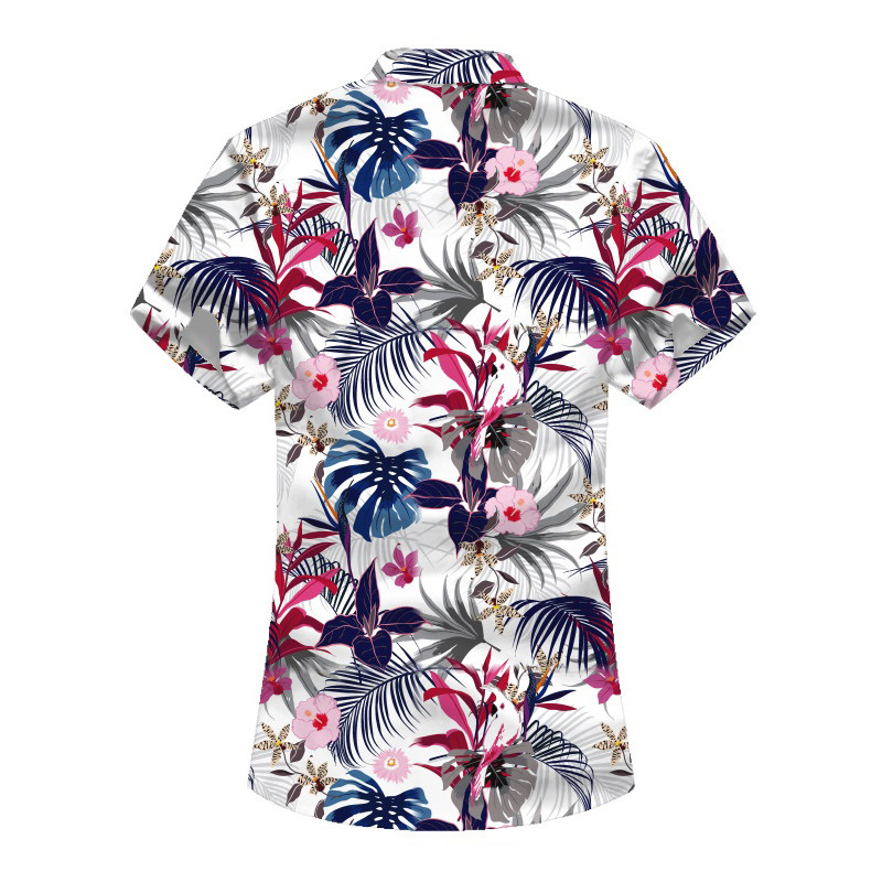Rövid ujjú férfi stranding nyári hawaii ünnepi ruházathoz Slim Fit, virágmintás ingek Nagy méretű, alkalmi Gombos blúz