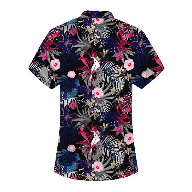 Rövid ujjú férfi stranding nyári hawaii ünnepi ruházathoz Slim Fit, virágmintás ingek Nagy méretű, alkalmi Gombos blúz