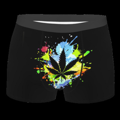 Levelek Gyommintás Férfi Fehérnemű Alsónadrág Lélegző Bugyi Férfi Fehérnemű Rövidnadrág Boxer Alsónadrág Poliészter mintás férfi