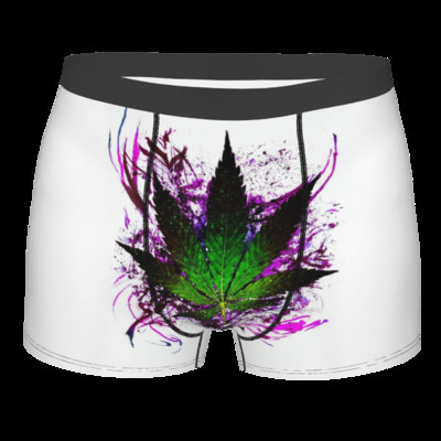 Levelek Gyommintás Férfi Fehérnemű Alsónadrág Lélegző Bugyi Férfi Fehérnemű Rövidnadrág Boxer Alsónadrág Poliészter mintás férfi