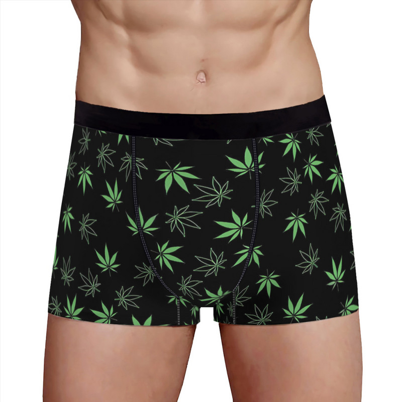 Levelek Gyommintás Férfi Fehérnemű Alsónadrág Lélegző Bugyi Férfi Fehérnemű Rövidnadrág Boxer Alsónadrág Poliészter mintás férfi