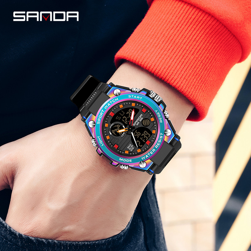 SANDA 2023 luxus férfi karórák sport katonai karóra többszínű 50M vízálló kvarc óra férfiaknak óra Relogio Masculino