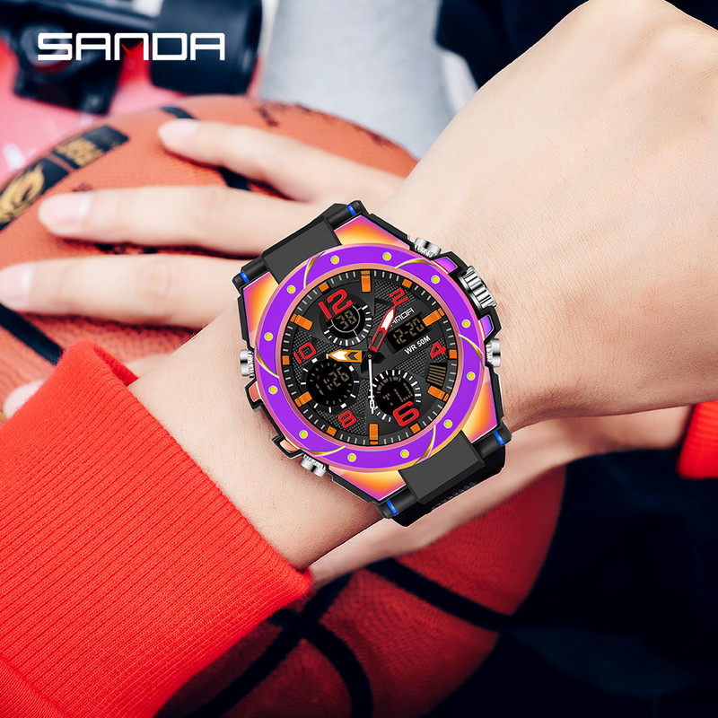 SANDA 2023 luxus férfi karórák sport katonai karóra többszínű 50M vízálló kvarc óra férfiaknak óra Relogio Masculino