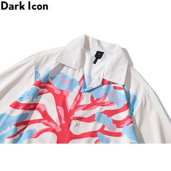 Dark Icon Big Tree Polo Shirt Men Vintage Street Мъжки хавайски ризи Summer Man Blouse Top