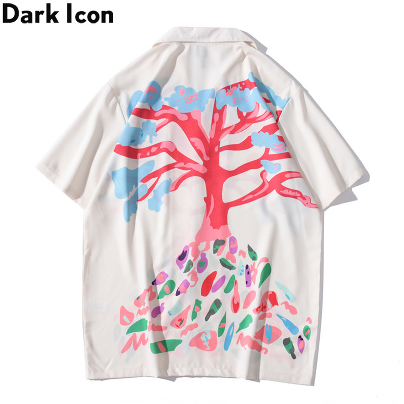 Tumša ikona Big Tree Polo Krekls Vīriešu Vintage Street Vīriešu Havaju Krekli Vasaras Vīriešu Blūzes Tops