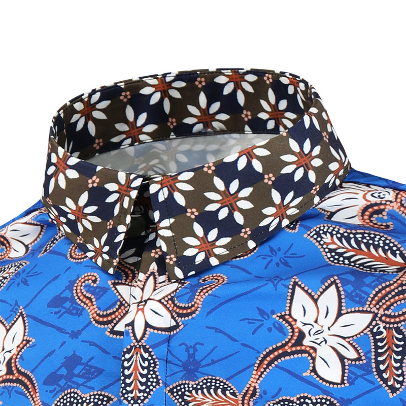 Spausdinti Vyriški marškiniai ilgomis rankovėmis gatvės apranga Aukštos kokybės prabangūs gėlėti vyriški marškiniai Hip Hop Camisa Social Masculina XXXXL