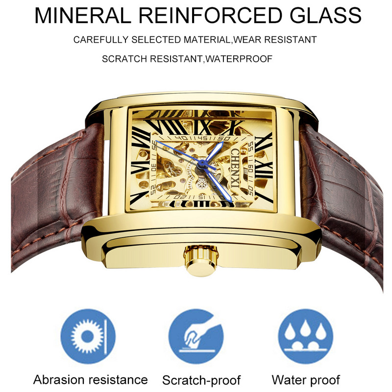2022 CHENXI Fashion Rectangle Ρολόι Ανδρικά Ρολόγια Casual Αδιάβροχα αυτόματα μηχανικά ρολόγια χειρός Ανδρικά ρολόγια σκελετού Reloj