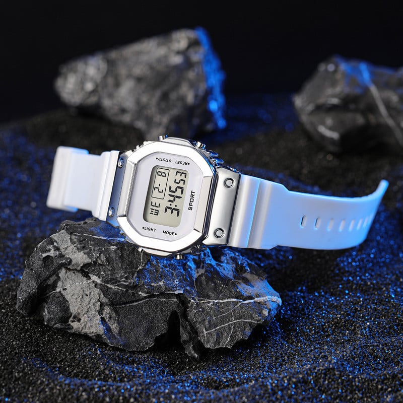 Sport digitaalne ümmargune käekell roostevabast sihverplaadist vabaaja multifunktsionaalne väliskell, kummist rihmaga moodne meeste käekell