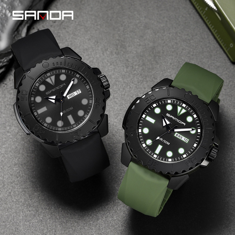 SANDA Luxury Brand Sport Military Ανδρικά Ρολόγια Casual Quartz Ρολόι 50M Αδιάβροχο Ημερολόγιο Man relogio masculino