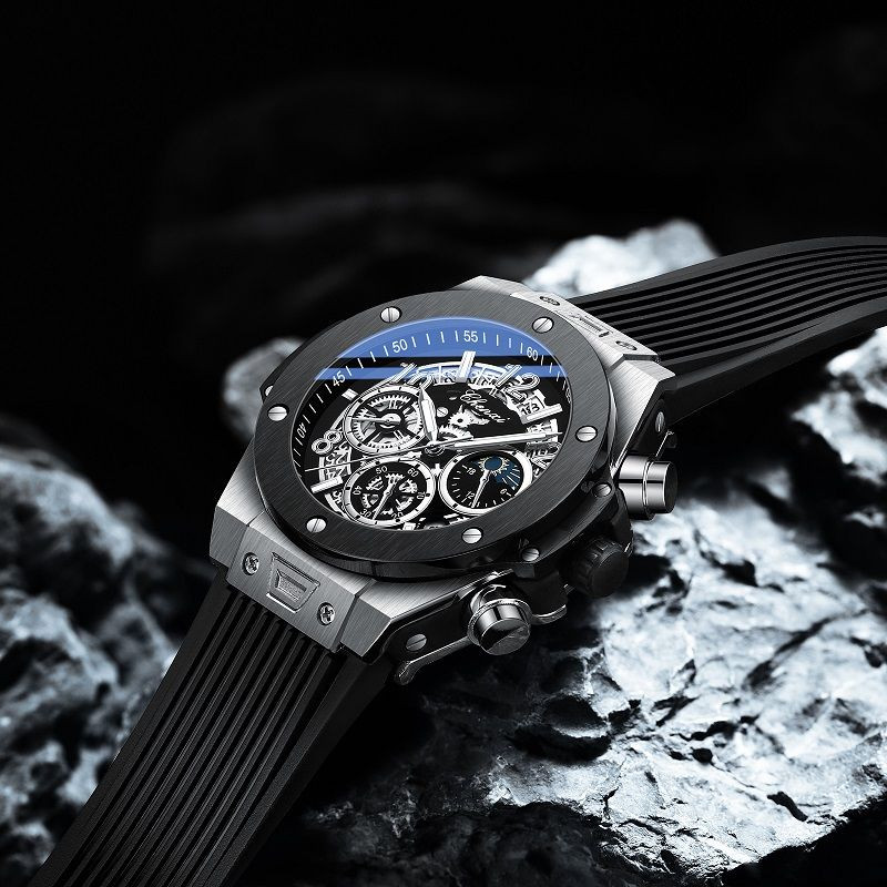 „Big Dial Fashion“ vyriški laikrodžiai, daugiafunkciniai guminiai dirželiai „Chic Outdoor Chic“ karinis laikrodis vyrams Unikalaus prekės ženklo rankinis laikrodis