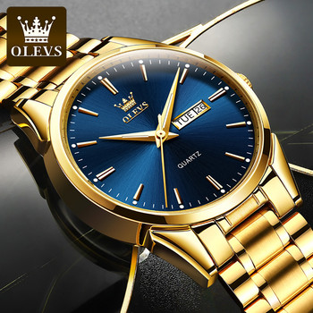 Ανδρικά ρολόγια χαλαζία OLEVS 6898 Αδιάβροχα από ανοξείδωτο ατσάλι Ανδρικό ρολόι χειρός Ανδρικό ρολόι Μόδα Φωτεινή πολυτελή χρυσά ρολόγια για άνδρες