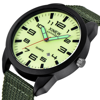 Часовник XINEW Мъжки военни армейски часовници Модни зелени платнени ленти Автоматична дата Кварцови ръчни часовници Мъжки Relogio Masculino reloj hombre