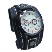 Új punk elektronikus mutató óra karkötő férfi barna fekete széles valódi bőr övszíj karkötők Homme férfi ékszerek