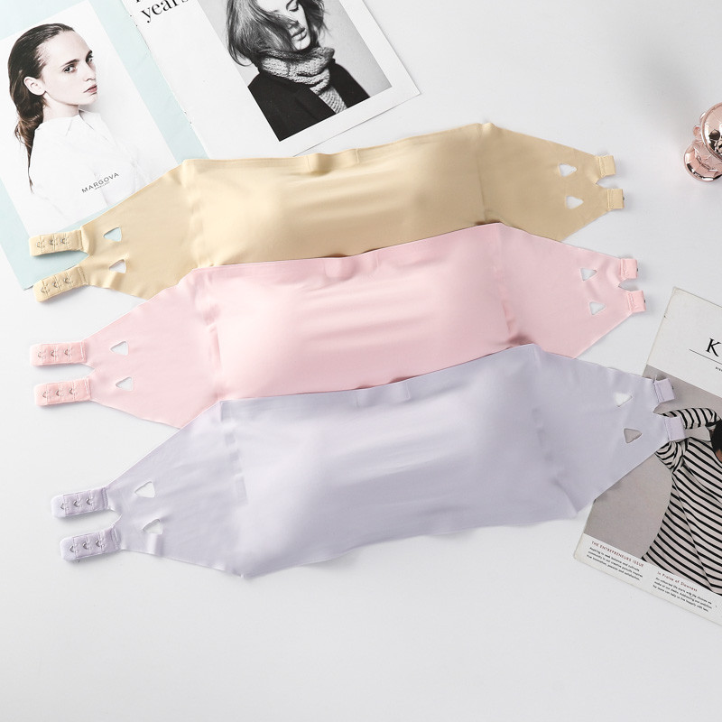Viengabala krūšturi, cauruļu topi Sieviešu krūšturis bez siksnām bezšuvju apakšveļa Ice Silk Bandeau Muguras sprādze ietīta krūtis, neredzami intīmi