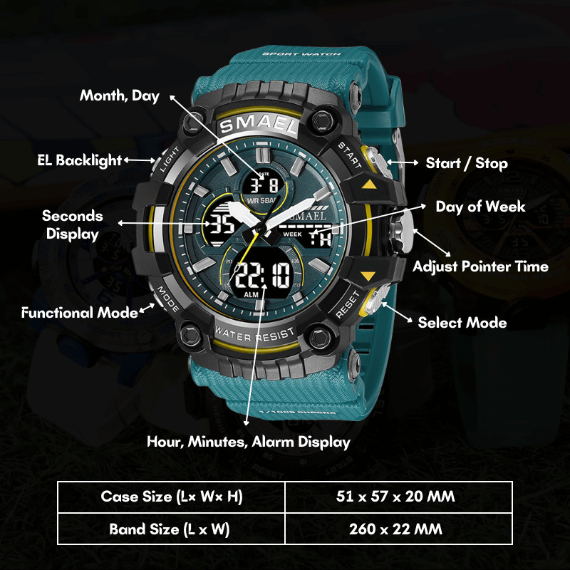 SMAEL férfi karórák vízálló férfi sportóra 2023 új divat vízálló digitális sport stopperóra 8079