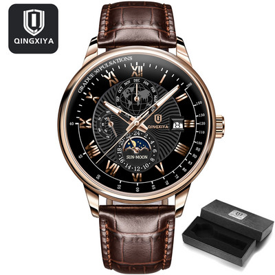 Madingi vyriški laikrodžiai Populiariausi prekės ženklo prabangūs mažo ciferblato dekoravimo data kvarcinis laikrodis vandeniui atsparus švytintis odinis sportinis vyriškas rankinis laikrodis