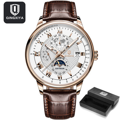 Madingi vyriški laikrodžiai Populiariausi prekės ženklo prabangūs mažo ciferblato dekoravimo data kvarcinis laikrodis vandeniui atsparus švytintis odinis sportinis vyriškas rankinis laikrodis