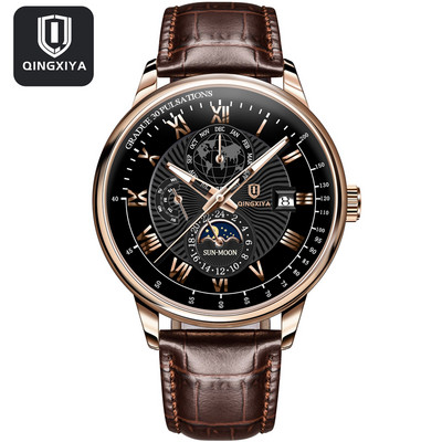 Madingi vyriški laikrodžiai Populiariausi prekės ženklo prabangūs mažo ciferblato dekoravimo data kvarcinis laikrodis vandeniui atsparus švytintis odinis sportinis vyriškas rankinis laikrodis