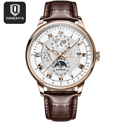 Madingi vyriški laikrodžiai Populiariausi prekės ženklo prabangūs mažo ciferblato dekoravimo data kvarcinis laikrodis vandeniui atsparus švytintis odinis sportinis vyriškas rankinis laikrodis