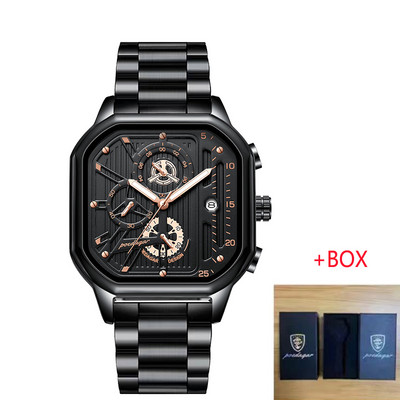POEDAGAR vīriešu pulkstenis Top zīmola luksusa sporta kvarca vīriešu pulksteņi Pilna tērauda ūdensizturīgs hronogrāfa rokas pulkstenis Relogio Masculino