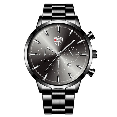 Zīmola luksusa sudraba nerūsējošā tērauda kvarca vīriešu pulksteņi vīriešu modes ādas kalendārs sporta rokas pulkstenis vīriešu gaismas pulkstenis