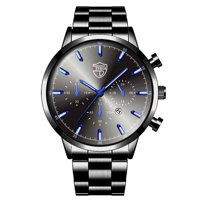 Zīmola luksusa sudraba nerūsējošā tērauda kvarca vīriešu pulksteņi vīriešu modes ādas kalendārs sporta rokas pulkstenis vīriešu gaismas pulkstenis