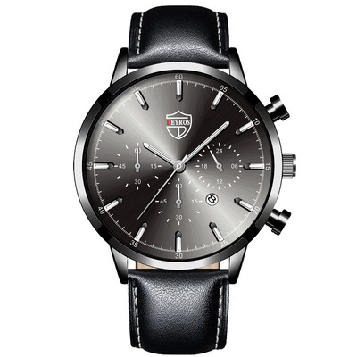 Zīmola luksusa sudraba nerūsējošā tērauda kvarca vīriešu pulksteņi vīriešu modes ādas kalendārs sporta rokas pulkstenis vīriešu gaismas pulkstenis