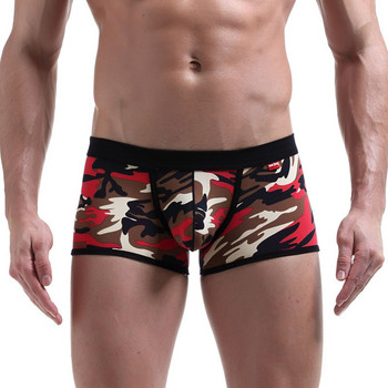 Ανδρικά εσώρουχα Μπόξερ Σορτς Μόδα αναπνέει U κυρτό μπόξερ με καβάλο Homme Sexy Tide Camouflage Printed Cueca Boxers