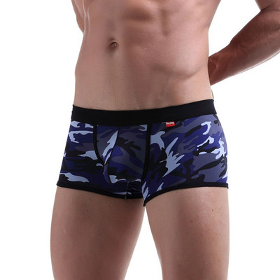 Vyriški apatiniai vyriški bokseriniai šortai Madingi kvėpuojantys U išgaubti tarpkojo boksai Homme Seksualūs potvynių kamufliažu marginti Cueca boksai