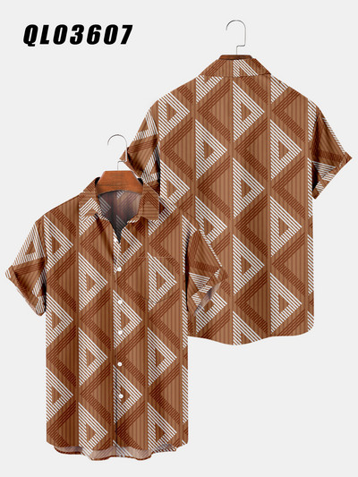 2021. aasta meeste lühikeste varrukatega revääridega suur särk Prismatic 5 3D prindiga taskutega meeste särk