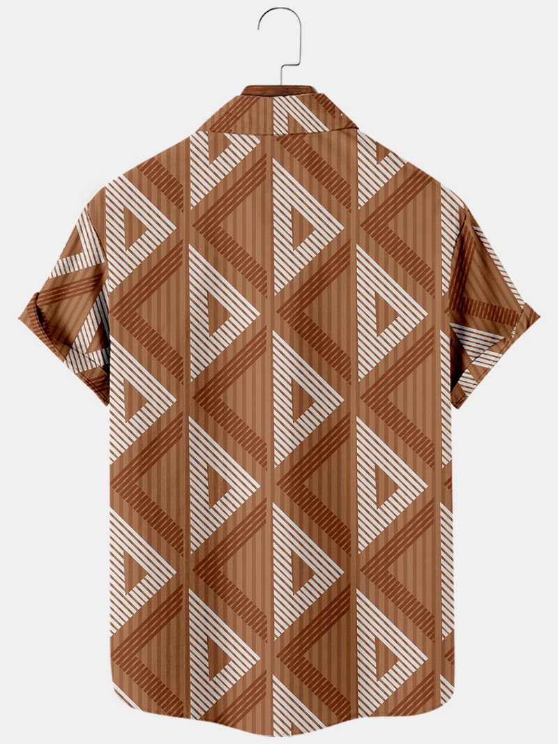 2021. aasta meeste lühikeste varrukatega revääridega suur särk Prismatic 5 3D prindiga taskutega meeste särk