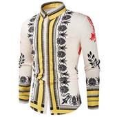 Ležerna bluza Homme Barokna banketna košulja Muška košulja Paisley Luksuzna korejska muška košulja s printom dugih rukava Muškarci 543