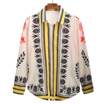 Ležerna bluza Homme Barokna banketna košulja Muška košulja Paisley Luksuzna korejska muška košulja s printom dugih rukava Muškarci 543