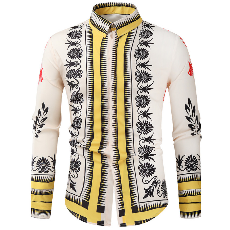 Ležerna bluza Homme Barokna banketna košulja Muška košulja Paisley Luksuzna korejska muška košulja s printom dugih rukava Muškarci 543