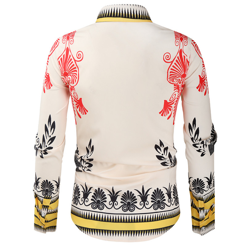 Ležerna bluza Homme Barokna banketna košulja Muška košulja Paisley Luksuzna korejska muška košulja s printom dugih rukava Muškarci 543