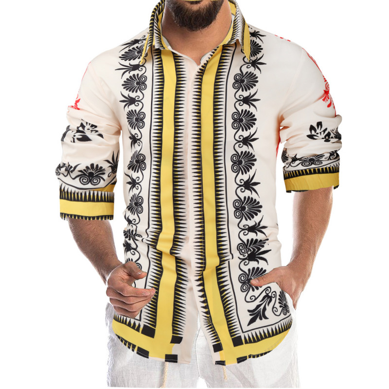 Ležerna bluza Homme Barokna banketna košulja Muška košulja Paisley Luksuzna korejska muška košulja s printom dugih rukava Muškarci 543