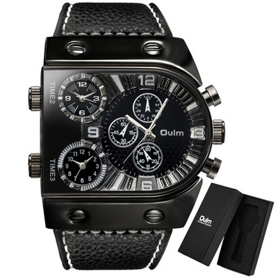 Ανδρικά ρολόγια Multi-Time Zone Ανδρικά ρολόγια Casual Quartz Αθλητικό ρολόι χειρός Ρολόι με δερμάτινο λουράκι Στρατιωτικό ανδρικό relogio masculino