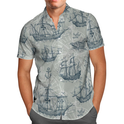 Πουκάμισο Hawaii Hawaii Beach Summer Sunset Accordion Ανδρικό πουκάμισο Harajuku Tee hip hop Casual 02
