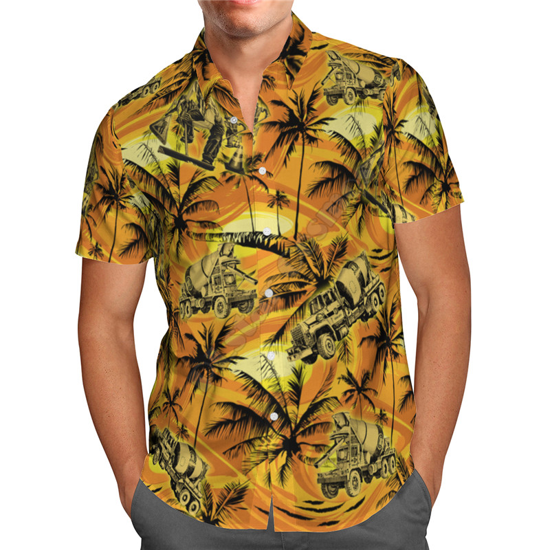 Πουκάμισο Hawaii Hawaii Beach Summer Sunset Accordion Ανδρικό πουκάμισο Harajuku Tee hip hop Casual 02