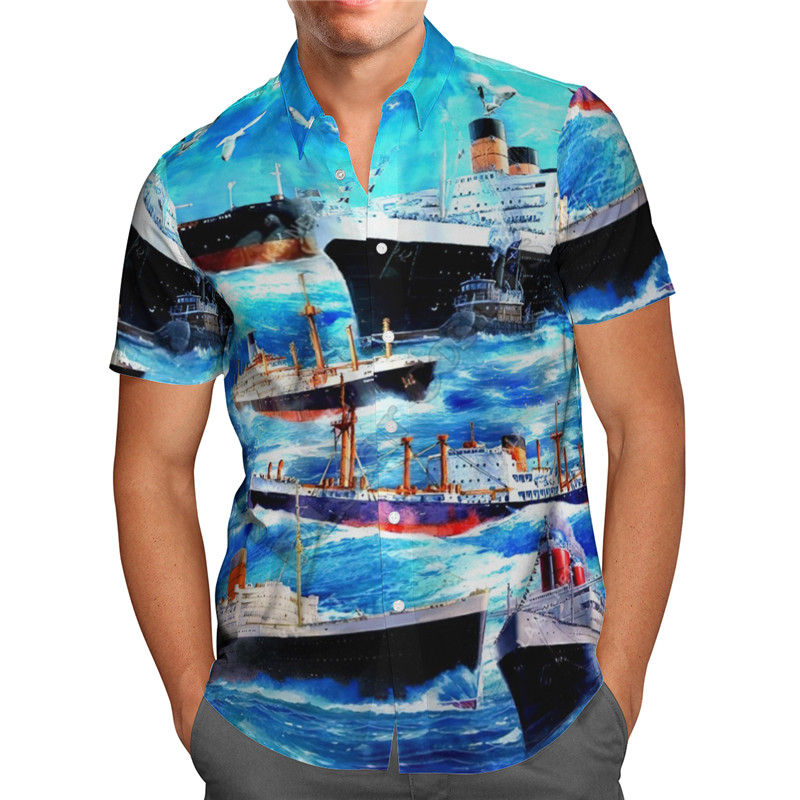 Πουκάμισο Hawaii Hawaii Beach Summer Sunset Accordion Ανδρικό πουκάμισο Harajuku Tee hip hop Casual 02