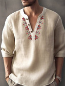 Vyriški marškiniai Lininiai marškinių stovas apykaklės grafiniai spaudiniai geometriniai balta rožinė mėlyna chaki lauko gatvės spaudiniai drabužiai ilgomis rankovėmis