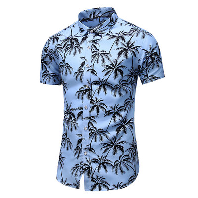 5XL 6XL 7XL Coconut Tree τυπωμένο καλοκαιρινό ανδρικό πουκάμισο παραλίας Μόδα κοντομάνικο πουκάμισα casual Ανδρικά σε συν μέγεθος Χαβάης Streetwear
