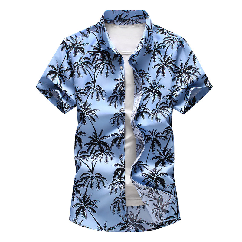 5XL 6XL 7XL Coconut Tree τυπωμένο καλοκαιρινό ανδρικό πουκάμισο παραλίας Μόδα κοντομάνικο πουκάμισα casual Ανδρικά σε συν μέγεθος Χαβάης Streetwear