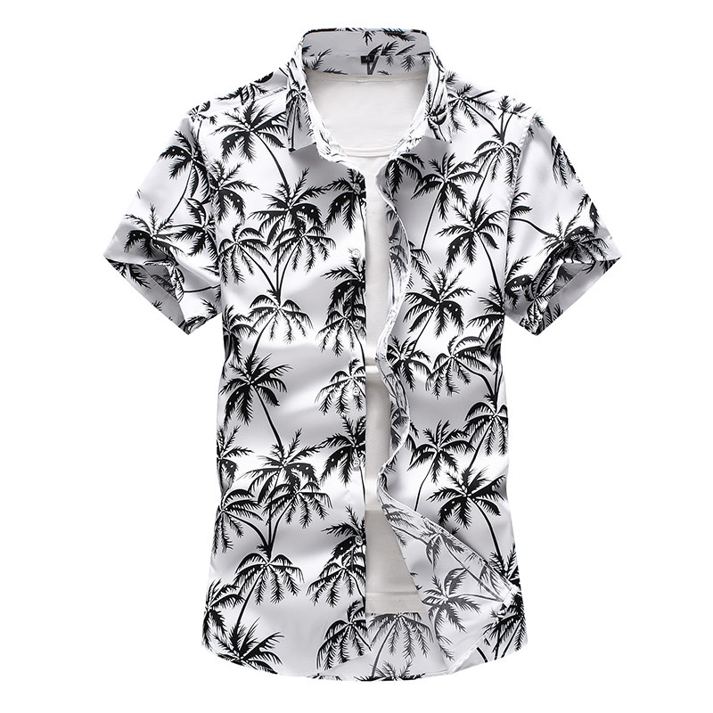 5XL 6XL 7XL Coconut Tree τυπωμένο καλοκαιρινό ανδρικό πουκάμισο παραλίας Μόδα κοντομάνικο πουκάμισα casual Ανδρικά σε συν μέγεθος Χαβάης Streetwear
