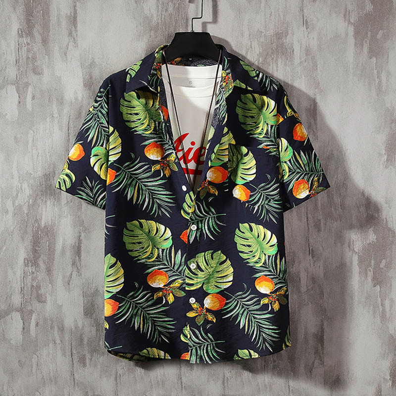 Νέο ανδρικό λινό κοντομάνικο πουκάμισο Ανδρικό πουκάμισο φλοράλ κοντομάνικο casual πουκάμισο Ανδρικό πουκάμισο σε λεπτή γραμμή με κομψό στάμπα τριαντάφυλλου