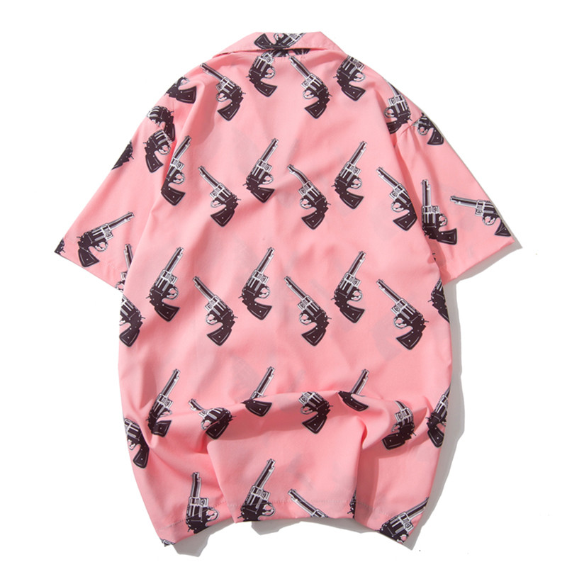 2023 m. nauji vyriški Havajų atostogų marškinėliai su spaudiniais, trumpomis rankovėmis rožiniai marškiniai, madingi Harajuku hiphopo vasaros marškiniai
