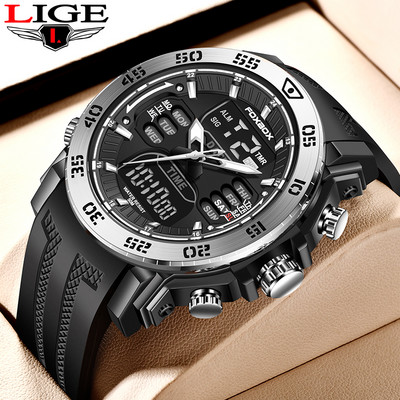 LIGE 2022 Κορυφαίο πολυτελές ρολόι Ανδρικά Στρατιωτικά Ανδρικά ρολόγια Αδιάβροχο αθλητικό Ρολόι χειρός διπλής οθόνης Ανδρικό Relogio Masculino